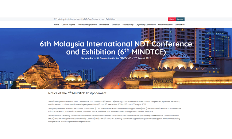 6th Malaysia International NDT Conference and Exhibition (6th MINDTCE)