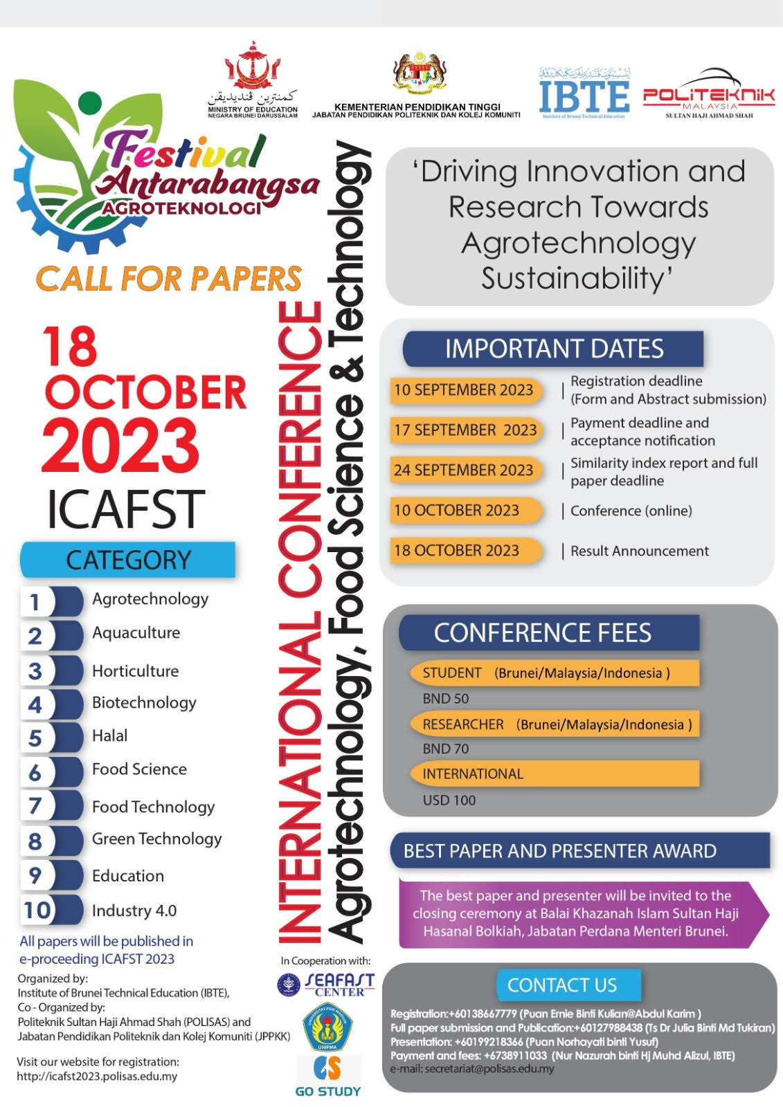 Agrotechnology, Food Science & Technology (ICAFST 2023)