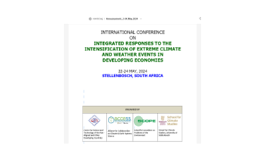 INTEGRATED RESPONSES TO THE INTENSIFICATION OF EXTREME CLIMATE AND WEATHER EVENTS IN DEVELOPING ECONOMIES
